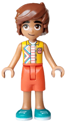 Friends Leo - Bright Light Orange Sleeveless Shirt, Reddish Orange Shorts, Dark Turquoise Shoes