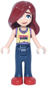Friends Paisley - Bright Light Yellow and Medium Lavender Tank Top, Dark Blue Trousers with Red Shoes