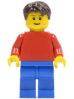 LEGO Plain Red Torso with Red Arms Dark Brown Short Tousled Hair (game008) City Minifigure