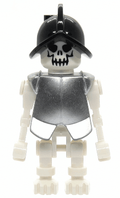 LEGO Skeleton Fantasy Era Torso with Evil Skull Black Conquistador Helmet Metallic Silver Armor (gen021a) LEGO Minifigure
