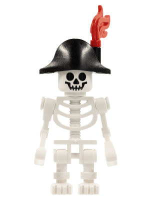 LEGO Skeleton Fantasy Era Torso with Standard Skull Mechanical Arms Black Bicorne Hat Red Plume (gen037) LEGO Minifigure