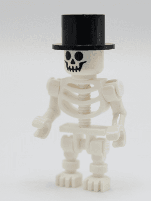 Skeleton - Standard Skull, Bent Arms Horizontal Grip, Black Top Hat