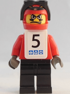 LEGO Snowboarder Red Shirt White Vest Number 5 Sticker on Both Sides (gg008s) Sports Minifigure