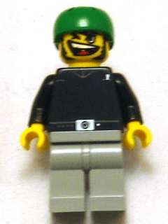 Skateboarder, Black Shirt, Light Gray Legs, without Back Stud