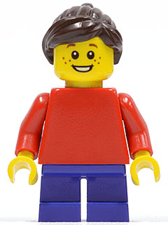 LEGO Plain Red Torso with Red Arms Dark Purple Short Legs Dark Brown Ponytail and Swept Sideways Fri (hol018) City Minifigure