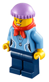 LEGO Medium Blue Female Shirt with Two Buttons and Shell Pendant Red Bandana Medium Lavender Knit Ca (hol029) City Minifigure