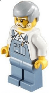 LEGO Overalls Sand Blue Light Bluish Gray Male Hair White Beard (hol032) minifigure