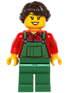 Overalls Farmer Green, Dark Brown French Braided Female Hair