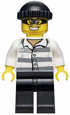 Police - Jail Prisoner 86753 Prison Stripes, Black Knit Cap, Mask