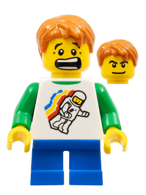 LEGO Classic Space Minifigure Floating Pattern Blue Short Legs Dark Orange Short Tousled Hair (hol056) City Minifigure
