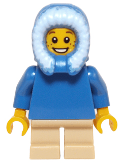 LEGO Plain Blue Torso Tan Short Legs Blue Hood Fur-lined (hol057) City Minifigure