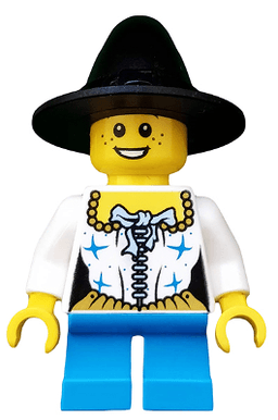 LEGO Girl Black Wizard / Witch Hat Pirate Female Corset Freckles (hol062) minifigure