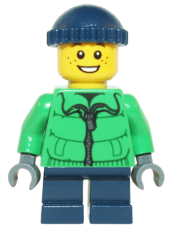 LEGO Winter Jacket Zipper Dark Blue Knit Cap Freckles (hol065) City Minifigure