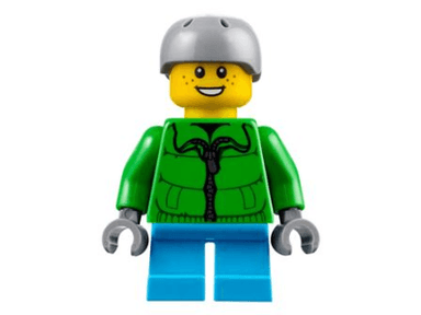 Winter Jacket Zipper, Dark Azure Short Legs, Light Bluish Gray Sports Helmet