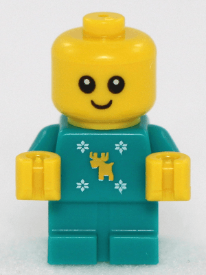 Baby - Dark Turquoise Body with Moose and Snowflakes and Yellow Hands