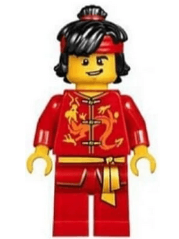 LEGO Dragon Dance Performer Top Knot and Headband Lopsided Grin (hol133) minifigure