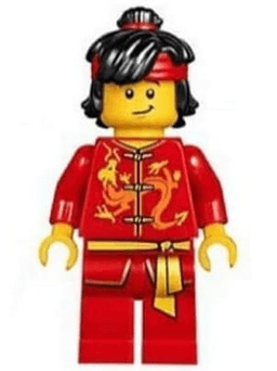 LEGO Dragon Dance Performer Top Knot and Headband Scared / Lopsided Smile (hol135) minifigure