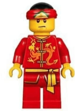 Dragon Dance Performer, Tied Red Bandana, Angry Eyebrows and Scowl