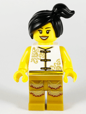 LEGO Woman Lion Dance White Shirt Gold Legs with Fringe (hol176) City Minifigure