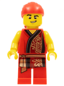LEGO Lion Dance Musician Lopsided Grin Raised Eyebrow Red Robe with Gold Dragon (hol181) minifigure