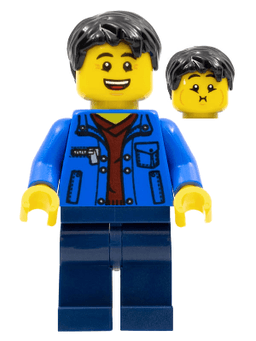 LEGO Man Black Hair Dark Red Shirt (hol184) minifigure