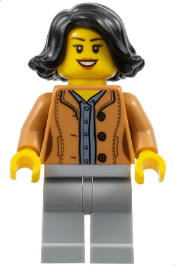 LEGO Woman Black Hair Dark Bluish Gray Shirt (hol188) minifigure