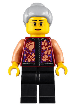 LEGO Grandmother Floral Shirt Light Bluish Gray Hair Glasses (hol220) minifigure