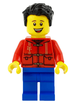 LEGO Father Red Tang Jacket with Hood Black Tousled Hair (hol225) minifigure