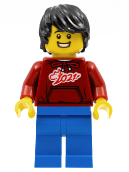 LEGO Man Dark Red '2021' Shirt Black Hair (hol228) minifigure