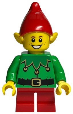 Elf - Green Scalloped Collar with Bells, Red Hat