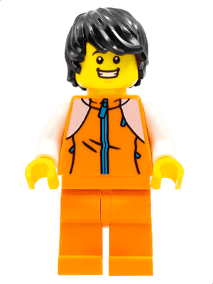LEGO Man Orange Tracksuit Black Hair (hol267) City Minifigure