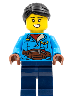 LEGO Woman Black Hair Dark Azure Jacket (hol270) minifigure