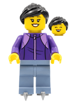 LEGO Woman Black Hair Dark Purple Jacket Ice Skates (hol277) minifigure