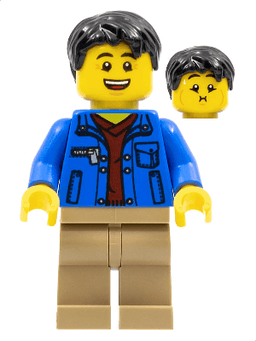 LEGO Man Black Hair Dark Red Shirt (hol282) minifigure