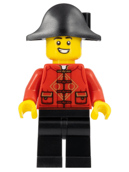 Lunar New Year Parade Participant - Male, Red Tang Shirt, Black Legs, Pirate Bicorne Hat