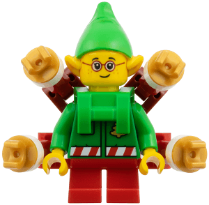 Elf - Green Jacket with Christmas Trees, Bright Green Neck Bracket with Robot Arms