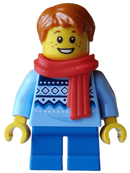 Carol Choir Saxophone Player - Boy, Bright Light Blue Knit Fair Isle Sweater