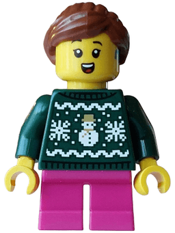 Carol Choir Singer / Caroler - Girl, Dark Green Knit Fair Isle Holiday Sweater