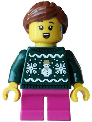 Carol Choir Singer / Caroler - Girl, Dark Green Knit Fair Isle Holiday Sweater