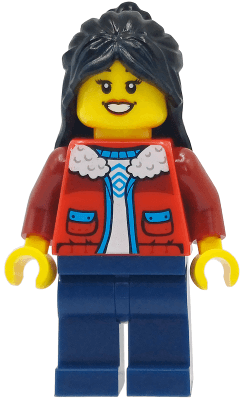 Child - Girl, Red Jacket over White Shirt, Dark Blue Legs, Black Hair