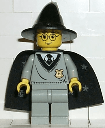 Harry Potter - Hogwarts Torso, Light Gray Legs, Black Wizard / Witch Hat, Black Cape with Stars
