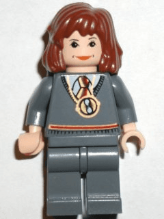 Hermione Granger - Gryffindor Stripe Torso with Time Turner Necklace, Dark Bluish Gray Legs