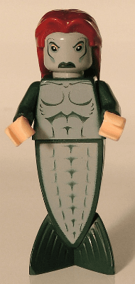 Merperson - Dark Green Body, Dark Red Long Hair
