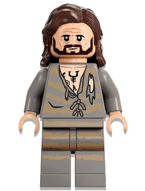 Sirius Black - Dark Brown Hair, Light Bluish Gray Tattered Striped Shirt