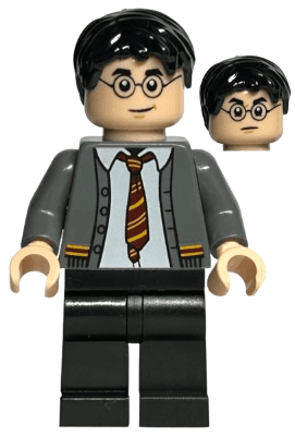 Harry Potter - Dark Bluish Gray Gryffindor Cardigan Sweater Open over Shirt without Wrinkles, Black Legs
