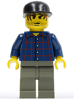 Plaid Button Shirt, Dark Gray Legs, Black Cap, Red Hair, Black Stubble (Werewolf Boy)