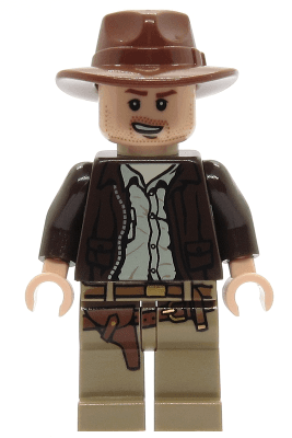 Indiana Jones - Dark Brown Jacket, Reddish Brown Fedora, Open Mouth Lopsided Grin