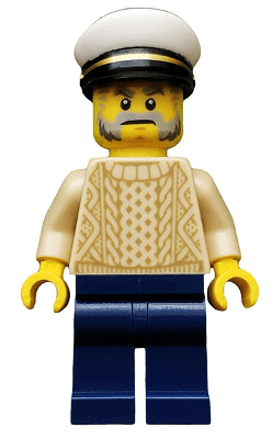 Sailor Captain - Male, Tan Sweater, Dark Blue Legs, White Cap, Beard and Sideburns