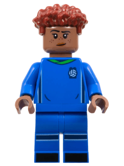 LEGO Soccer Player Female Blue Uniform Medium Brown Skin Dark Red Hair (idea132) minifigure