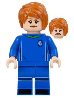 LEGO Soccer Player Female Blue Uniform Light Nougat Skin Dark Orange Side Bangs (idea142) minifigure